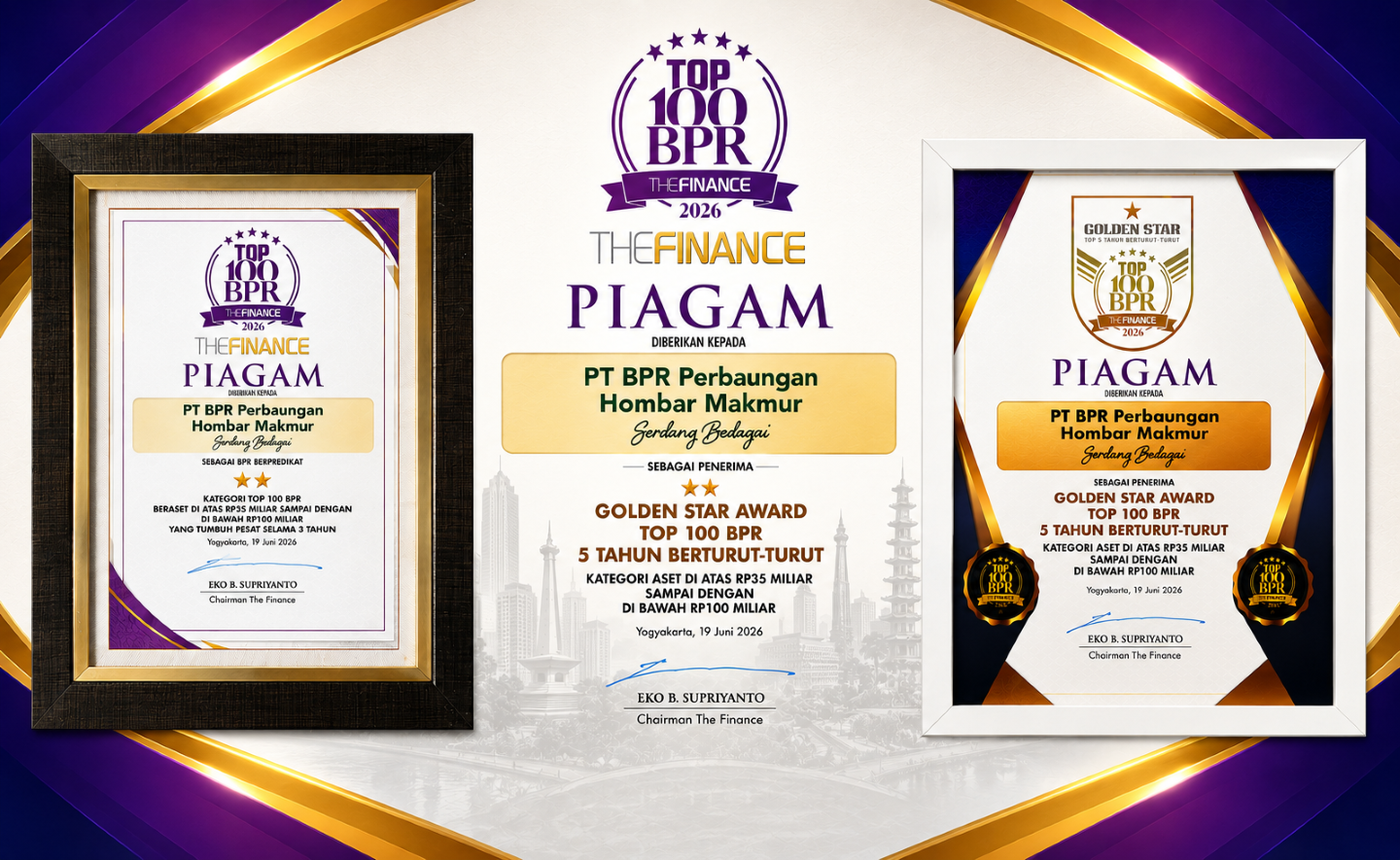 PT BPR Perbaungan Hombar Makmur Raih Penghargaan TOP 100 BPR 2026 dan Golden Star Award